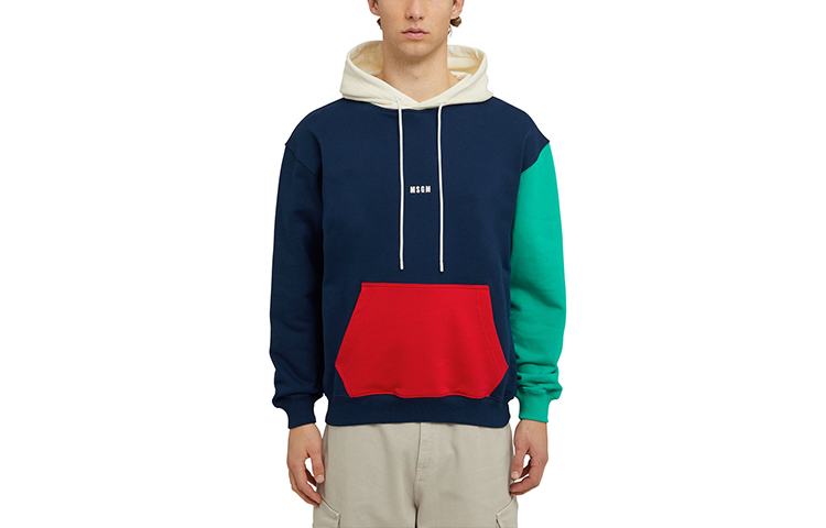 MSGM FW23 Colorblock Mini Logo Green Long Sleeve Sweatshirt 3540MM108-237799-89