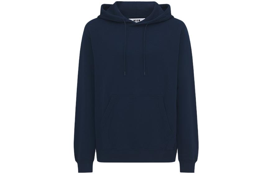 MSGM FW23 Drawstring Hoodie with Letter Print Pullover Navy Blue 3540MM535237799-89