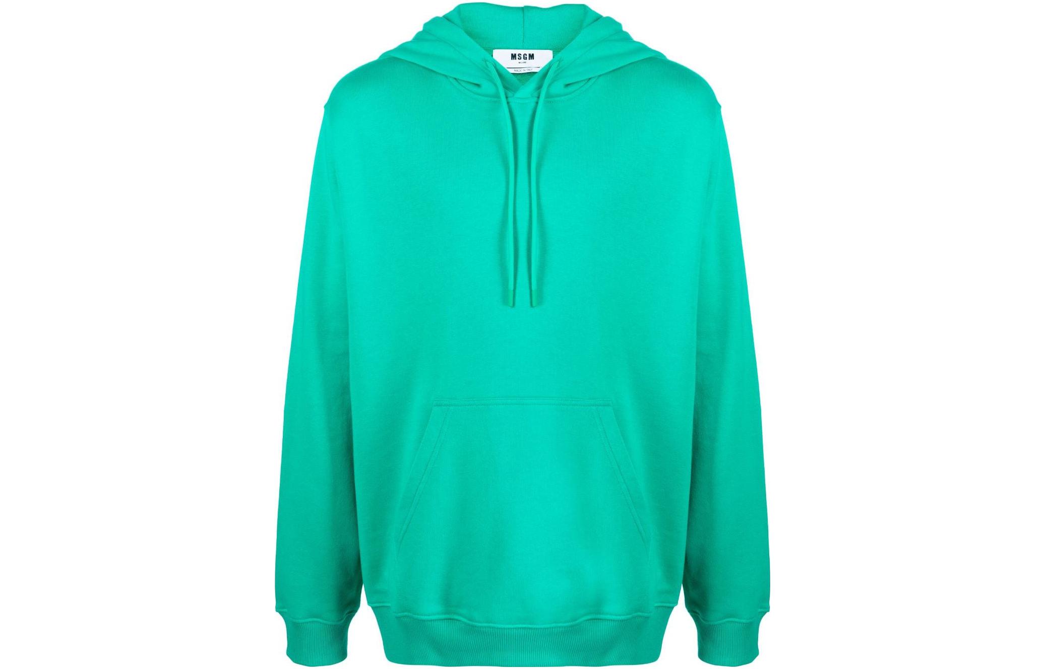 MSGM FW23 Letter Print Hoodie Green Men’s Casual Pullover Sweatshirt 3540MM535237799-GREEN