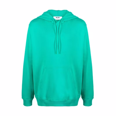 MSGM FW23 Letter Print Hoodie Green Men’s Casual Pullover Sweatshirt 3540MM535237799-GREEN