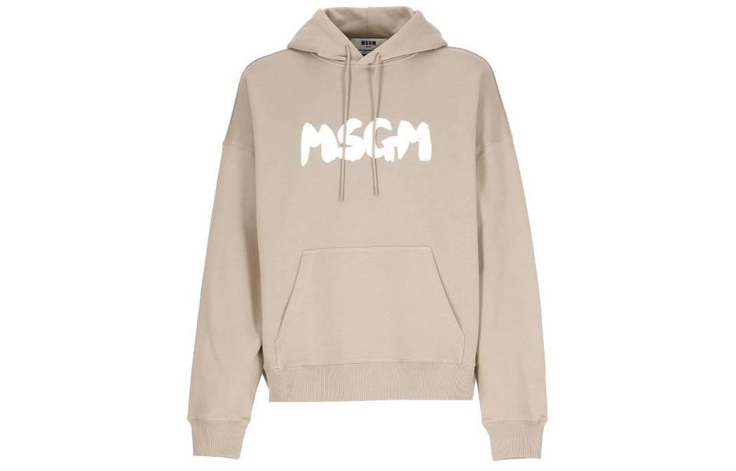MSGM FW23 Light Brown Hoodie with Letter Print 3540MM10123779923