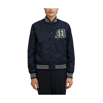 MSGM FW23 Navy Blue Letter Logo Bomber Jacket 3540MH10-237503-89