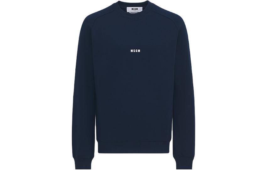 MSGM FW23 Navy Logo Print Oversized Pullover Crewneck Sweatshirt 3540MM503237799-89
