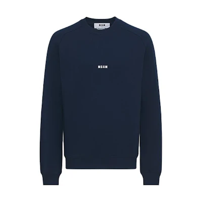 MSGM FW23 Navy Logo Print Oversized Pullover Crewneck Sweatshirt 3540MM503237799-89