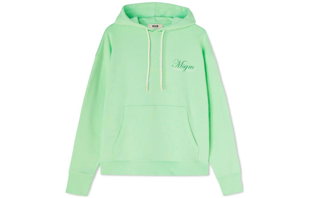 MSGM FW23 Organic Cotton Hoodie Green Unisex Long Sleeve Pullover 3546MM06-237581-34
