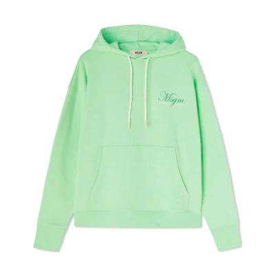 MSGM FW23 Organic Cotton Hoodie Green Unisex Long Sleeve Pullover 3546MM06-237581-34