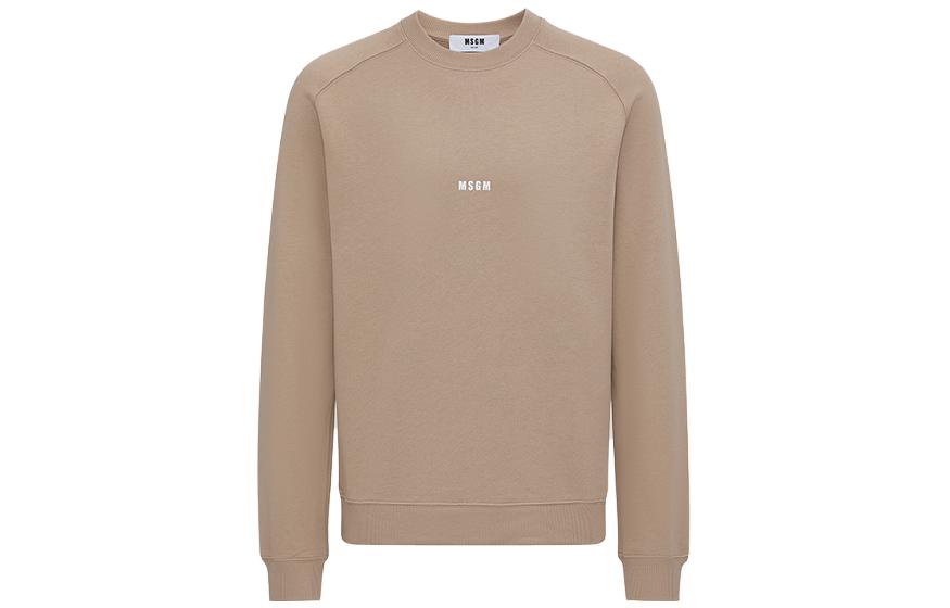 MSGM FW23 Oversized Logo Print Crewneck Sweatshirt Camel () 3540MM503237799-23
