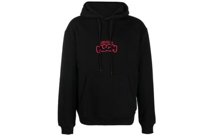 MSGM FW23 Printed Hoodie Black 3440MM102-23700199