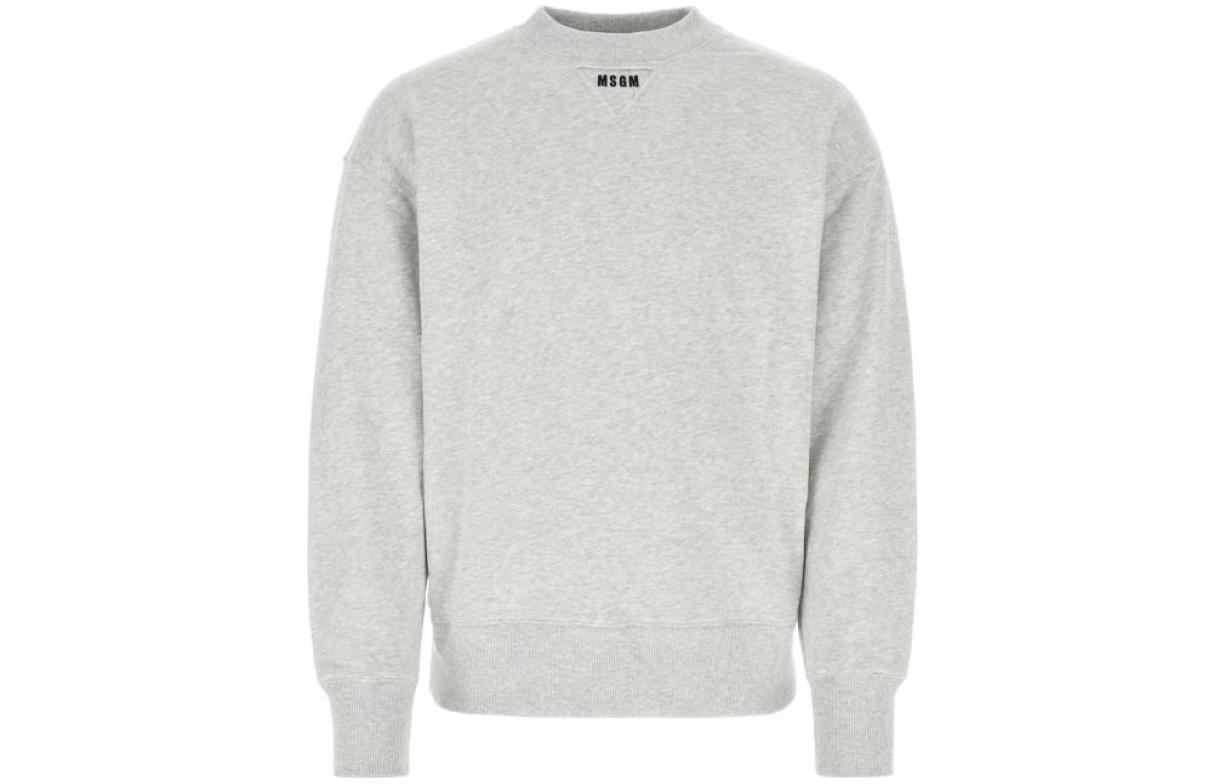 MSGM FW23 Solid Color Crewneck Long Sleeve Sweatshirt Men’s Grey 3540MM11-4237797-94