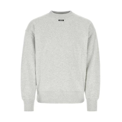 MSGM FW23 Solid Color Crewneck Long Sleeve Sweatshirt Men’s Grey 3540MM11-4237797-94
