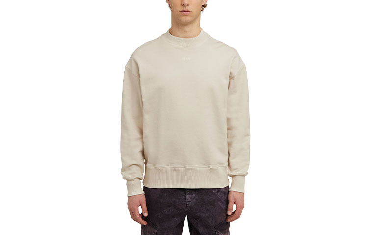 MSGM FW23 Solid Color Logo Embroidered Crewneck Sweatshirt Unisex Off-White 3540MM84-237599-22
