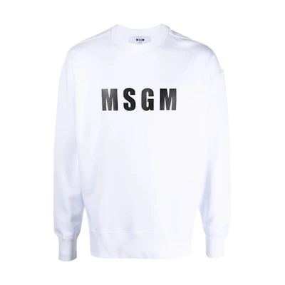 MSGM FW23 White Crewneck Sweatshirt with Letter Print 3440MM16223700001-WHITE