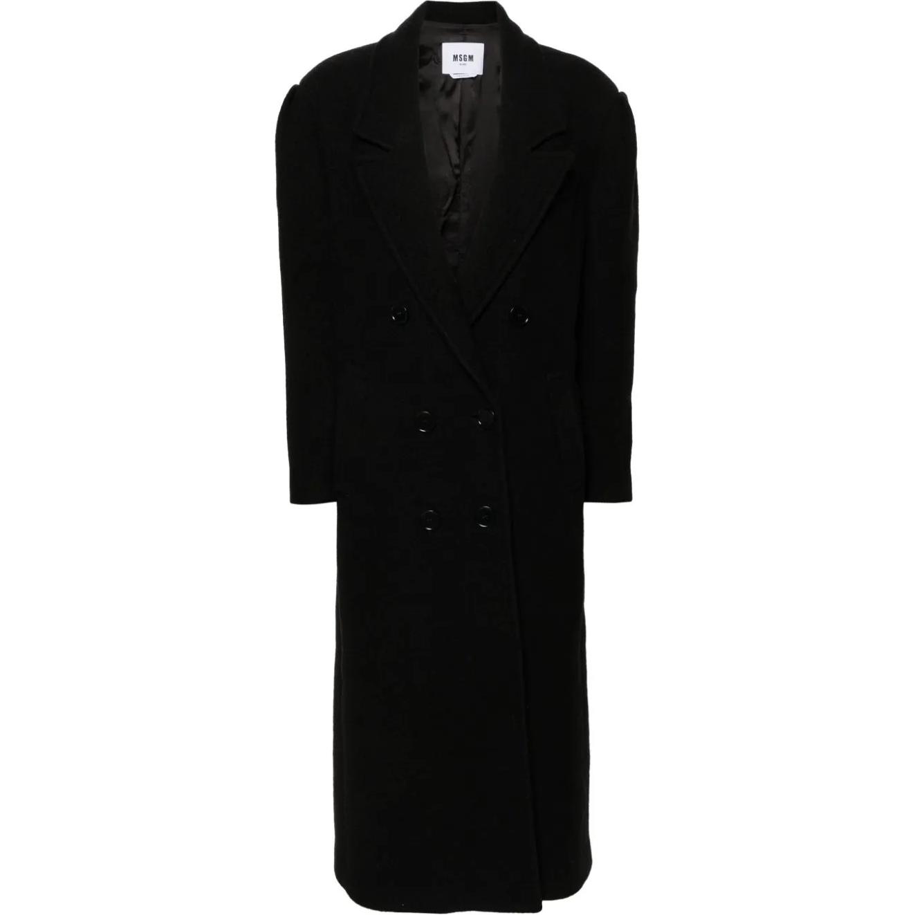 Order MSGM FW24 双排扣黑色大衣配口袋 3741MDC05247618-BLACK