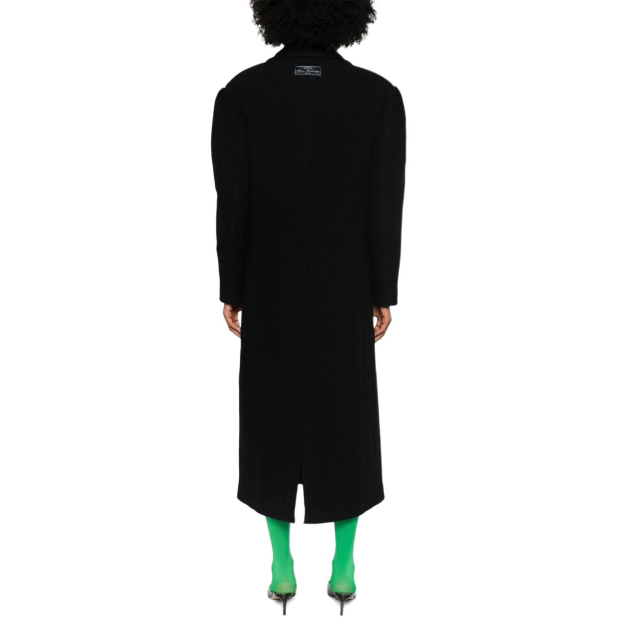 Shop MSGM FW24 双排扣黑色大衣配口袋 3741MDC05247618-BLACK