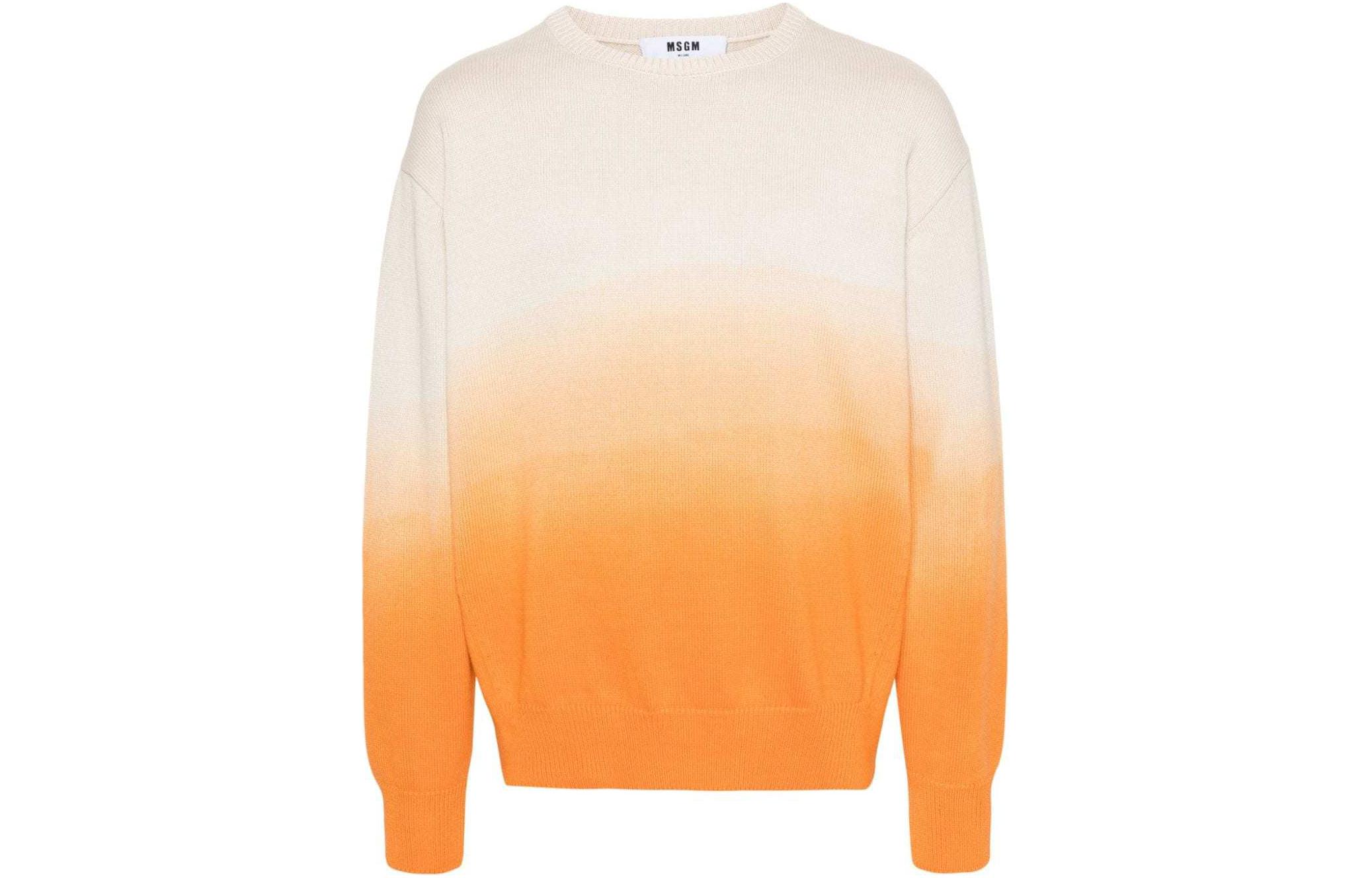 MSGM Gradient Ribbed Long Sleeve Knit Sweater Men’s Sand Orange. 3640MM206247095-ORANGE