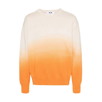 MSGM Gradient Ribbed Long Sleeve Knit Sweater Men’s Sand Orange. 3640MM206247095-ORANGE