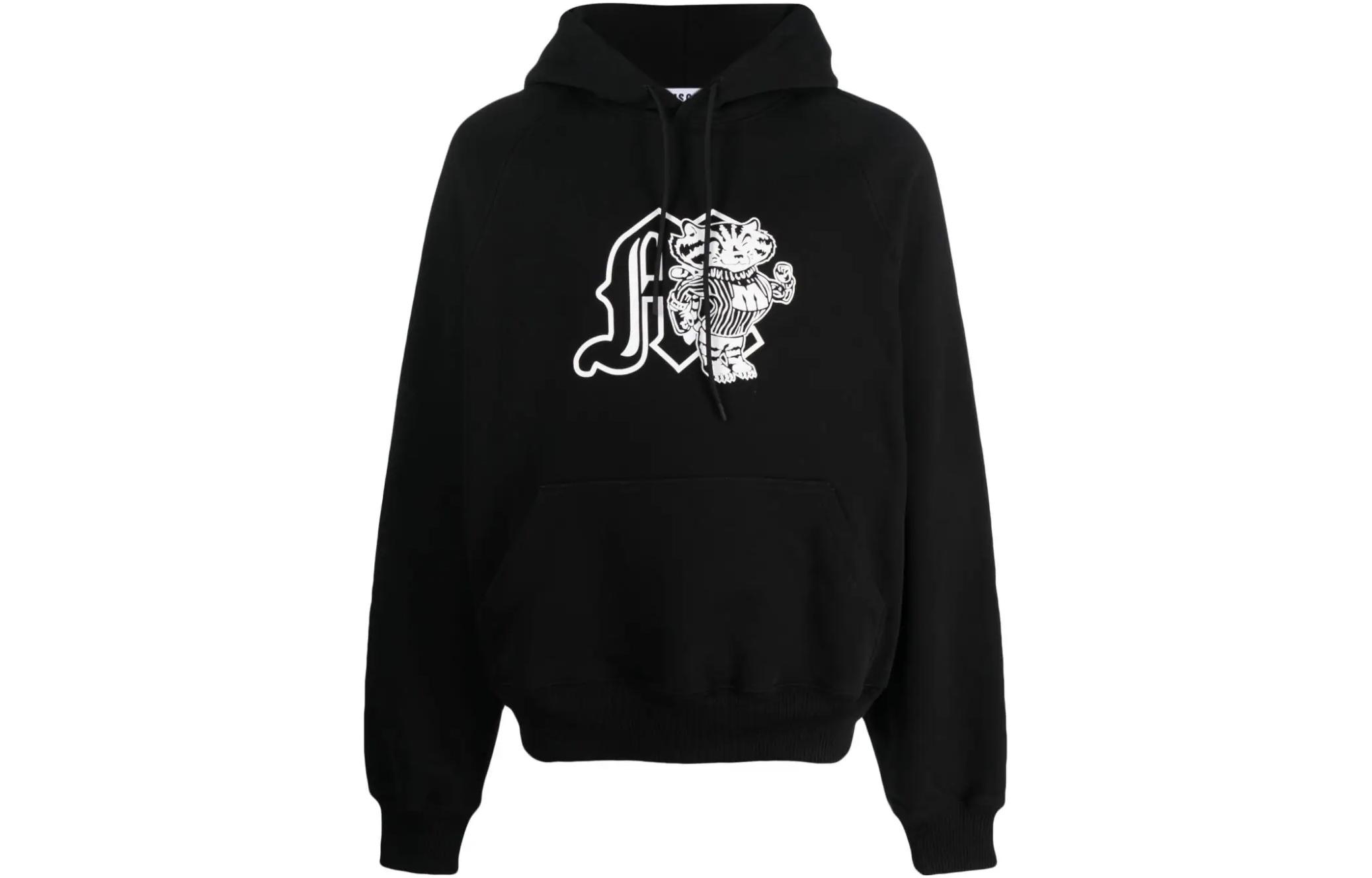 MSGM Graphic Print Cotton Hoodie Black - 3540MM122237795-BLACK