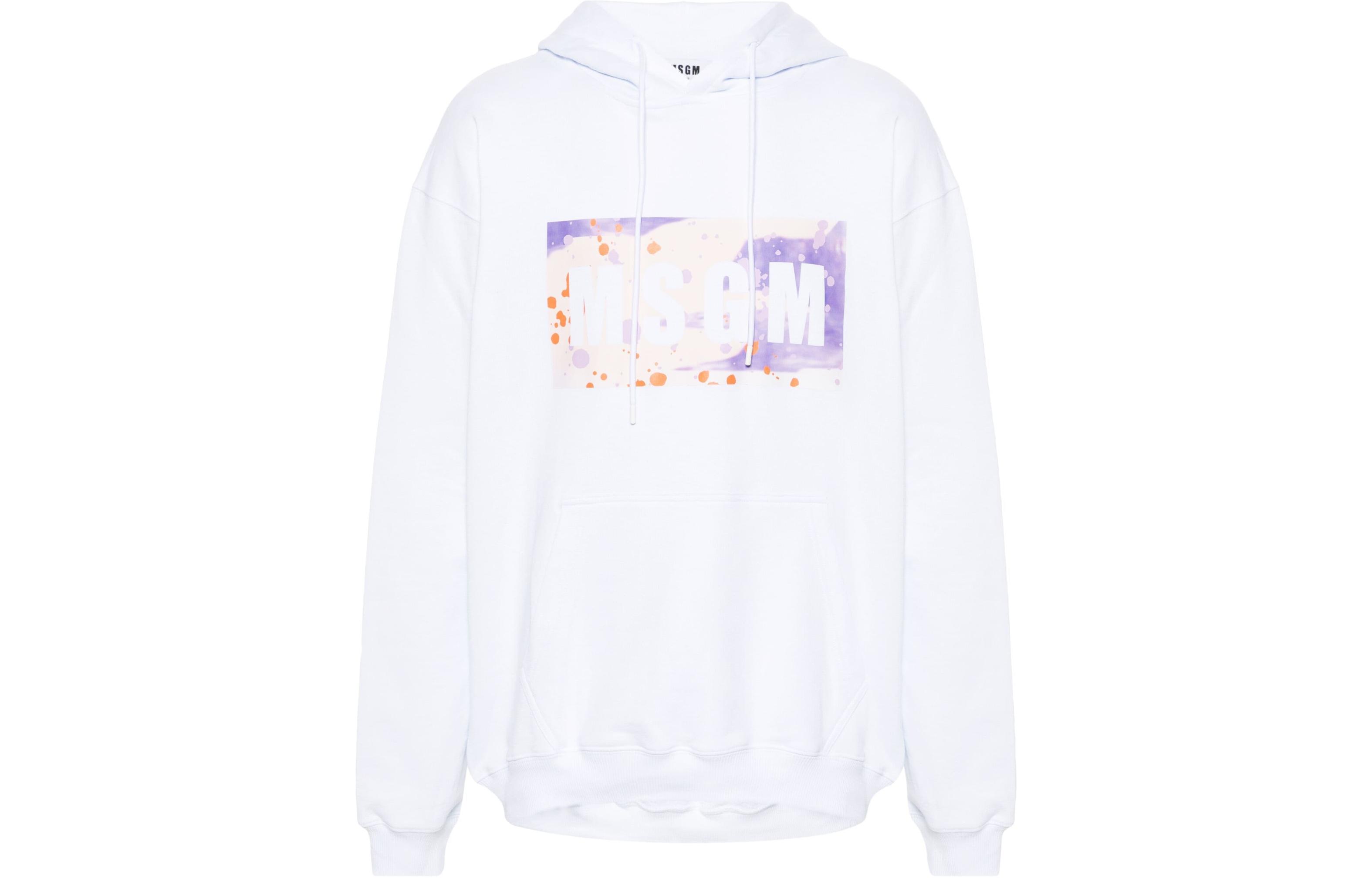 MSGM Graphic Print Cotton Long Sleeve Sweatshirt White 3640MM80247000-WHITE