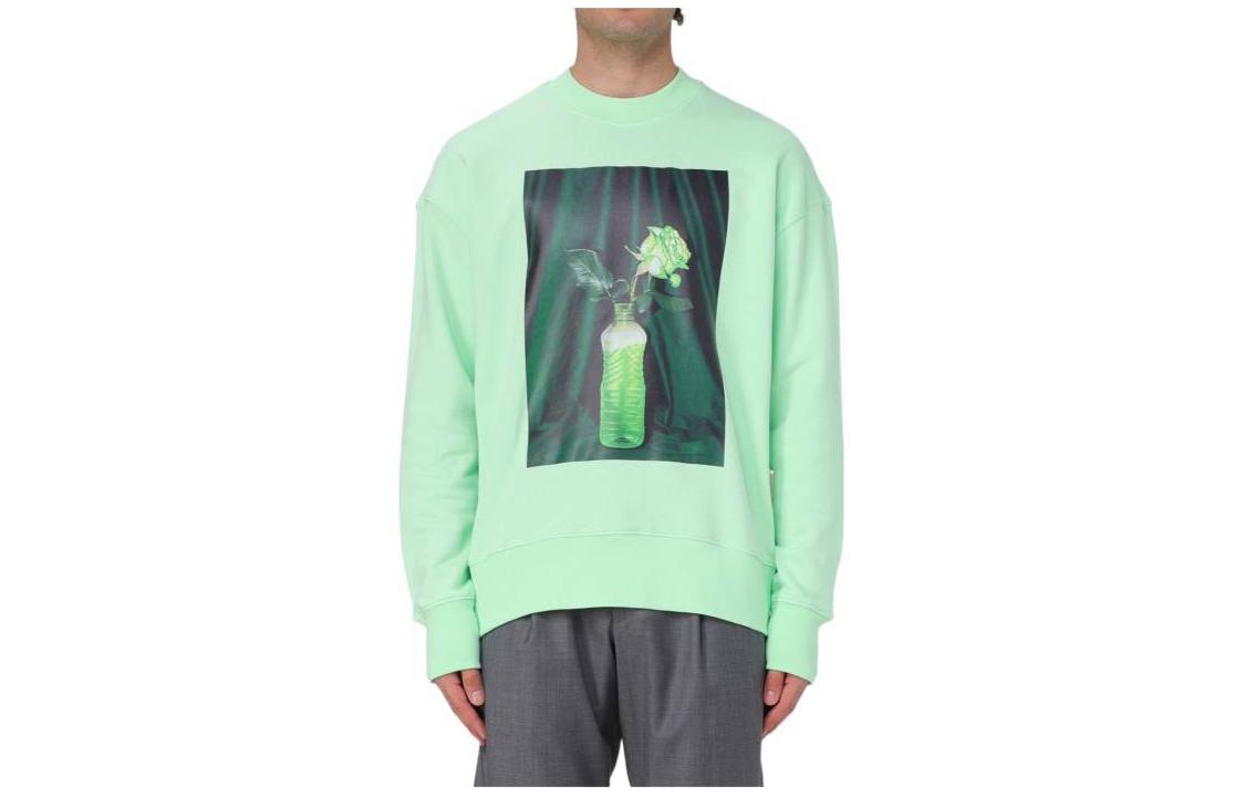 MSGM Graphic Print Crewneck Long-Sleeve Sweatshirt Green - 3546MM03237581-34
