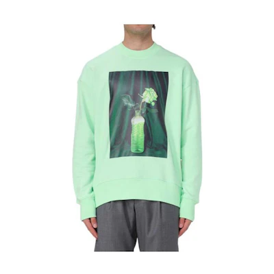 MSGM Graphic Print Crewneck Long-Sleeve Sweatshirt Green - 3546MM03237581-34