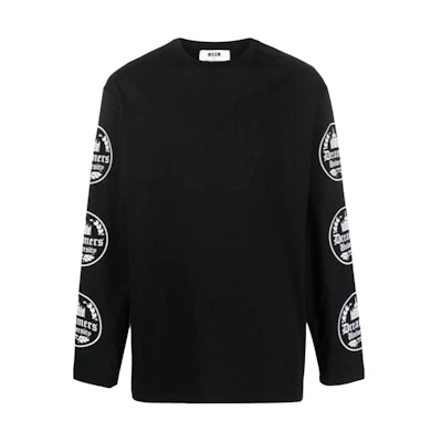 MSGM Graphic Print Crewneck Sweatshirt Black - Long Sleeve Casual Wear 3540MM12423779899