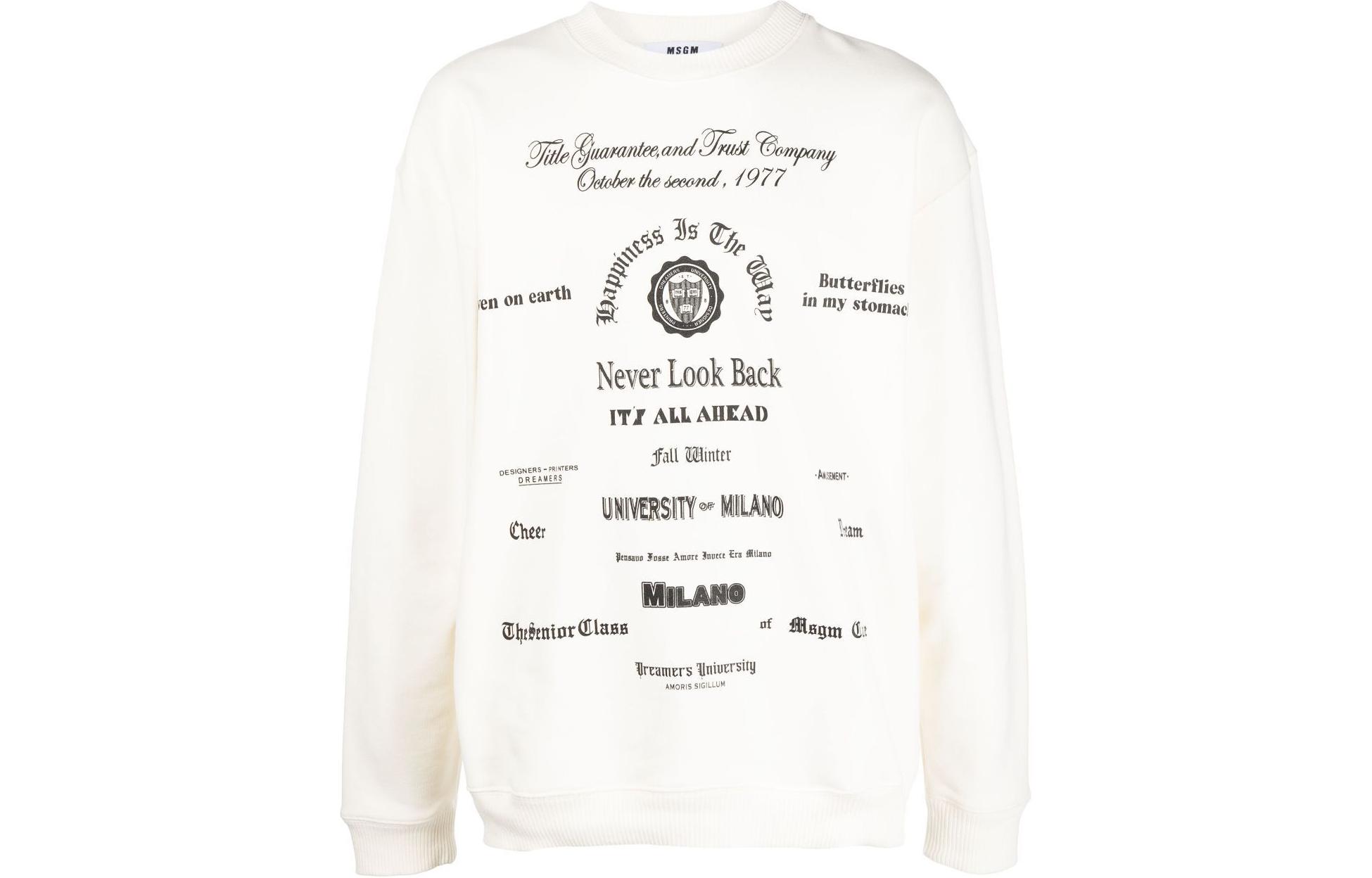 MSGM Graphic Printed Crewneck Long Sleeve Sweatshirt White - 3540MM123237795-WHITE