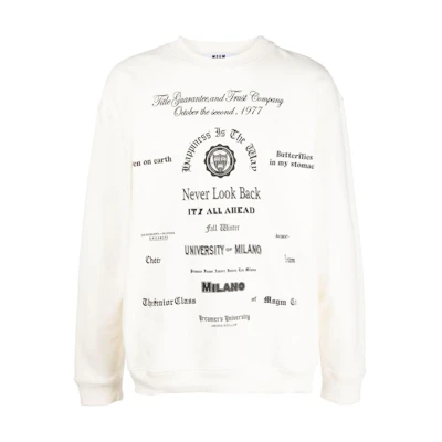 MSGM Graphic Printed Crewneck Long Sleeve Sweatshirt White - 3540MM123237795-WHITE