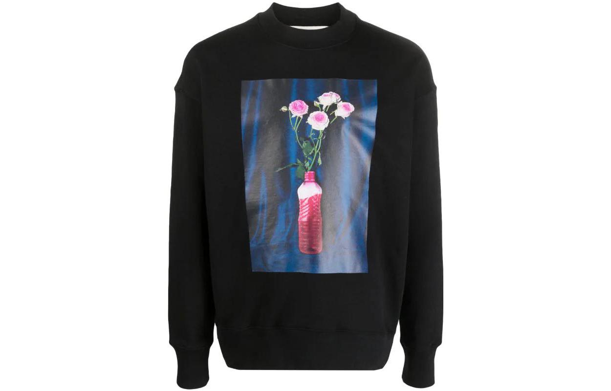 MSGM Graphic Printed Crewneck Sweatshirt Unisex Black 3546MM03237581-BLACK