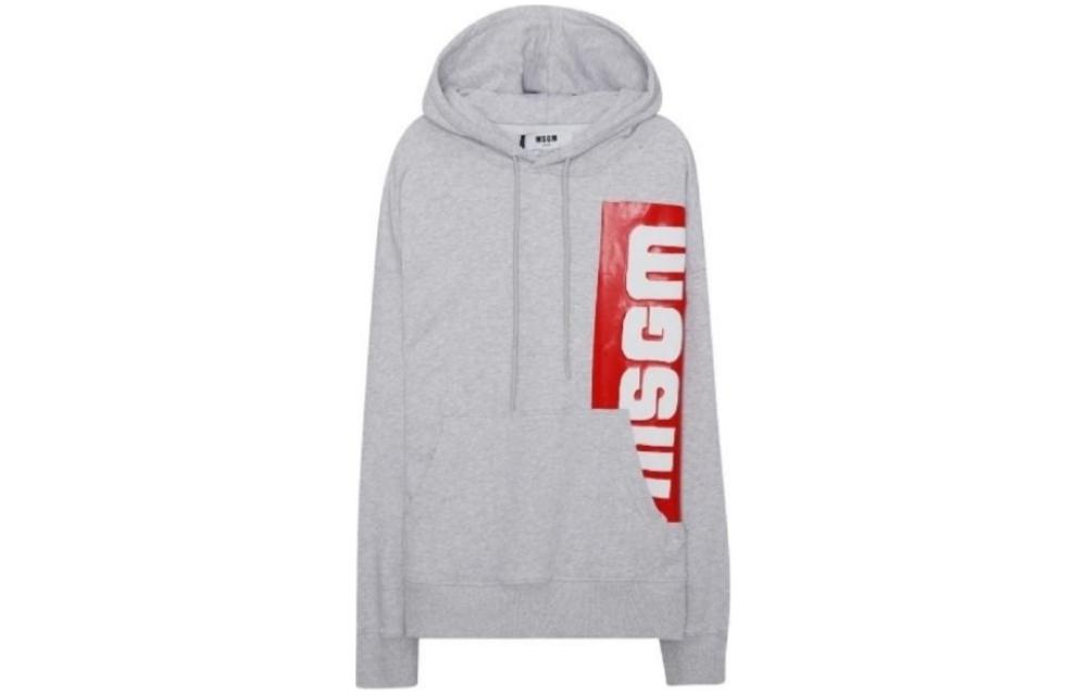 MSGM Gray Oversized Hoodie with Embroidered Logo and Drawstring 3340MM186-227797-94
