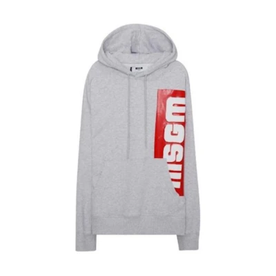 MSGM Gray Oversized Hoodie with Embroidered Logo and Drawstring 3340MM186-227797-94