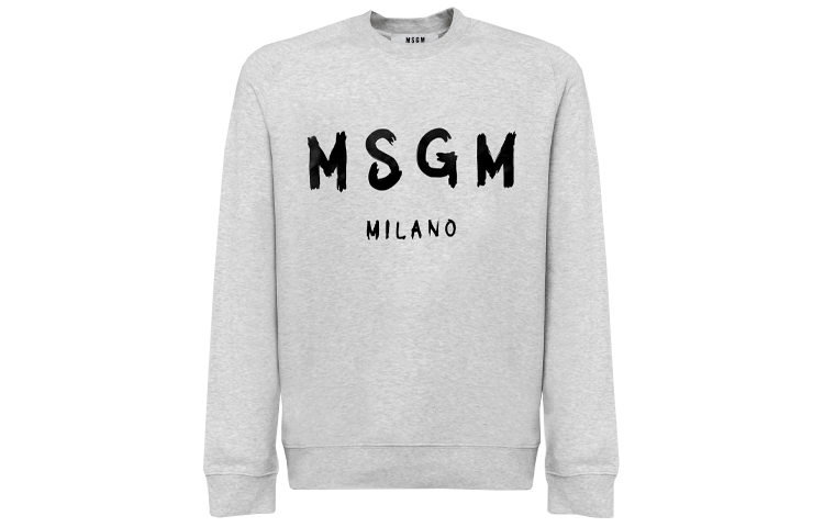 MSGM Gray Sweatshirt with Cursive Logo on Chest 2640MM104-195297