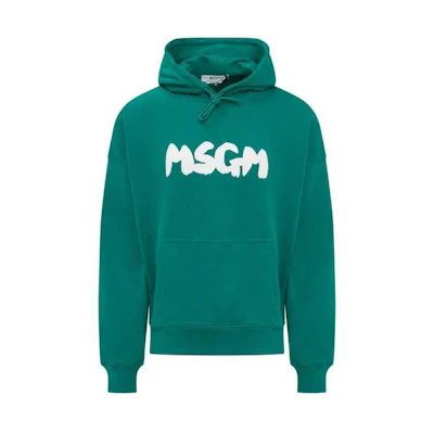 MSGM Green Letter Print Loose Fit Long Sleeve Hoodie 3340MM17222779938