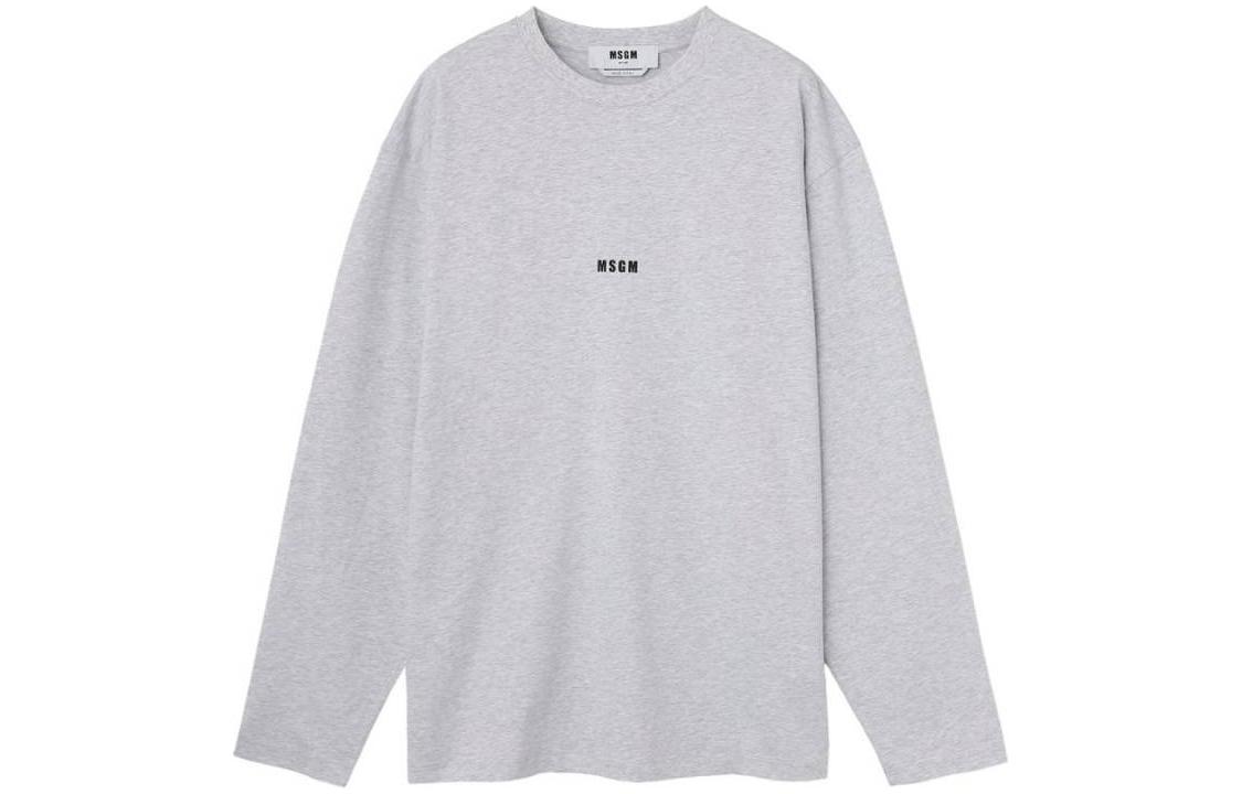 MSGM Grey Cotton Crewneck Logo Sweatshirt 2000MM50120000594