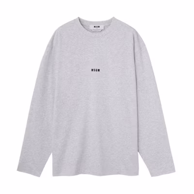 MSGM Grey Cotton Crewneck Logo Sweatshirt 2000MM50120000594