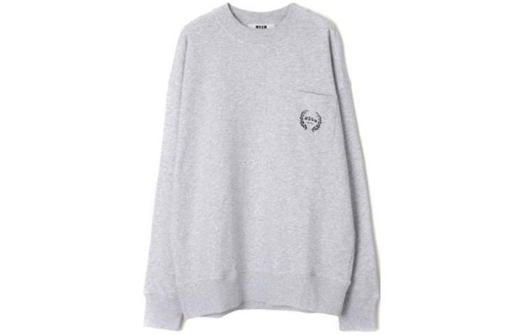 MSGM Grey Crewneck Logo Long Sleeve Sweatshirt 3540MM13123779794