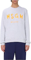 MSGM Grey Crewneck Loose-Fit Sweatshirt with Letter Print 3640MM513F247003-94 MSGM Grey Crewneck Loose-Fit Sweatshirt with Letter Print 3640MM513F247003-94