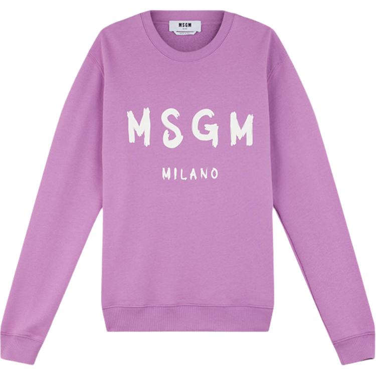 MSGM Hand-Drawn Logo Print Cotton Long Sleeve Sweatshirt Purple () 3340MM513-227799-Purple