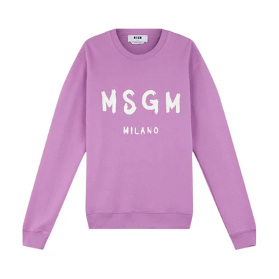 MSGM Hand-Drawn Logo Print Cotton Long Sleeve Sweatshirt Purple () 3340MM513-227799-Purple