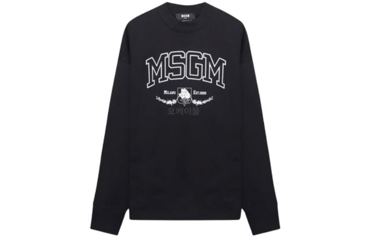 MSGM Letter Logo Crewneck Loose Fit Sweatshirt Black () 3240MM16822729999