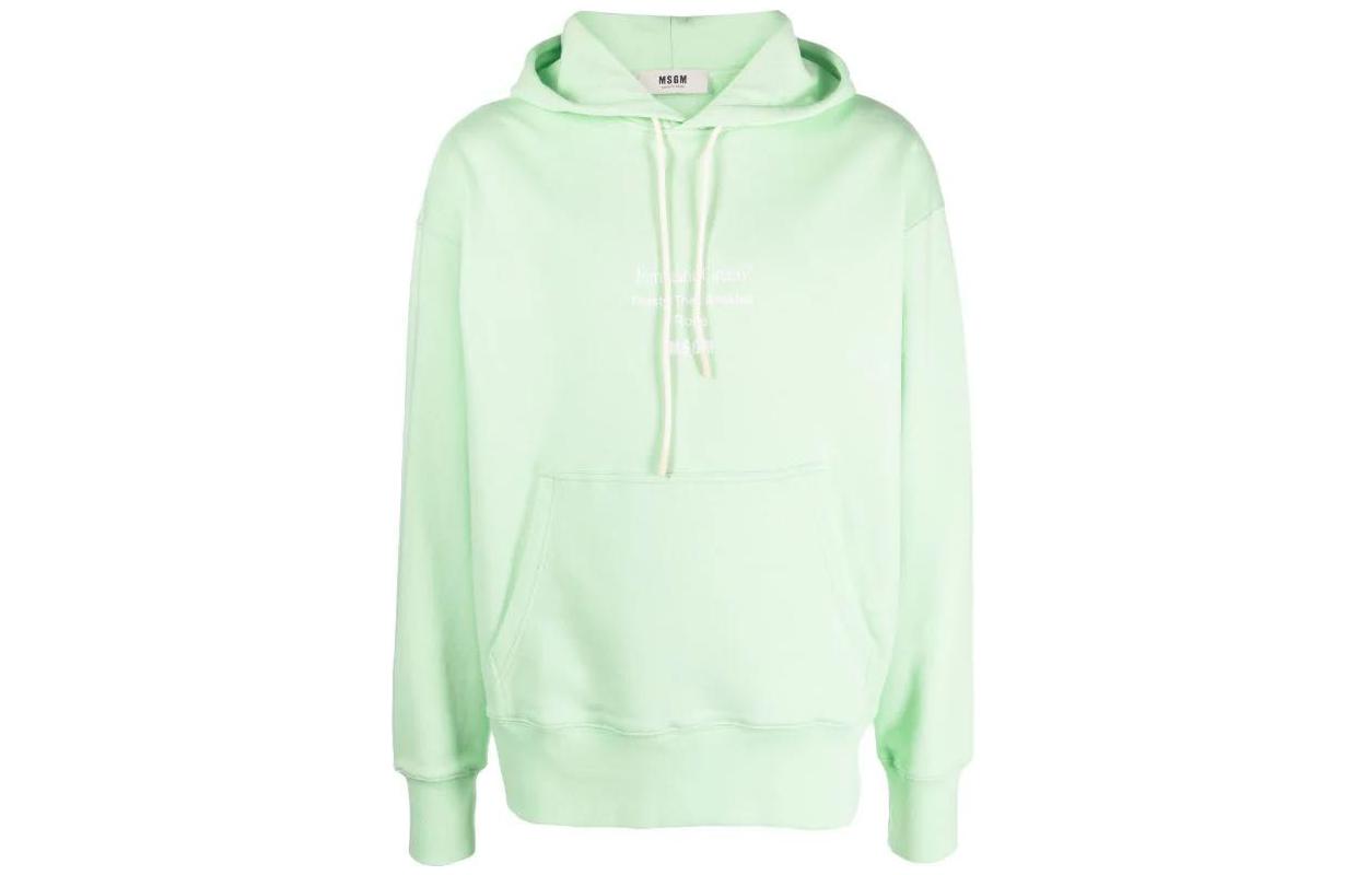 MSGM Letter Logo Hoodie Green Unisex Pullover 3546MM04237581-GREEN