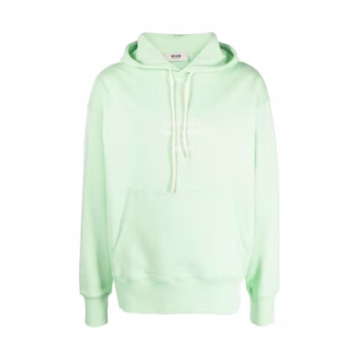 MSGM Letter Logo Hoodie Green Unisex Pullover 3546MM04237581-GREEN