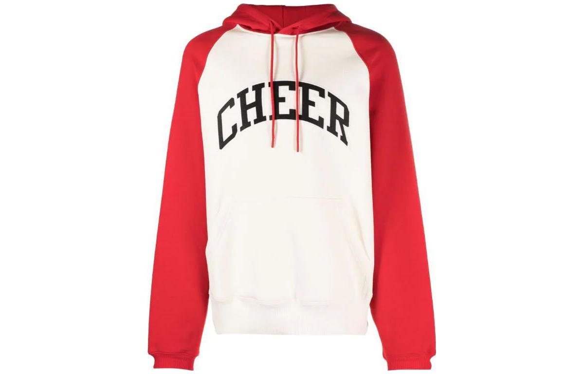 MSGM Logo Applique Drawstring Raglan Hoodie Red - 3540MM115237795-RED