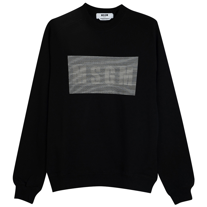 MSGM Logo Crewneck Long Sleeve Sweatshirt Black 3040MM98-217099-99