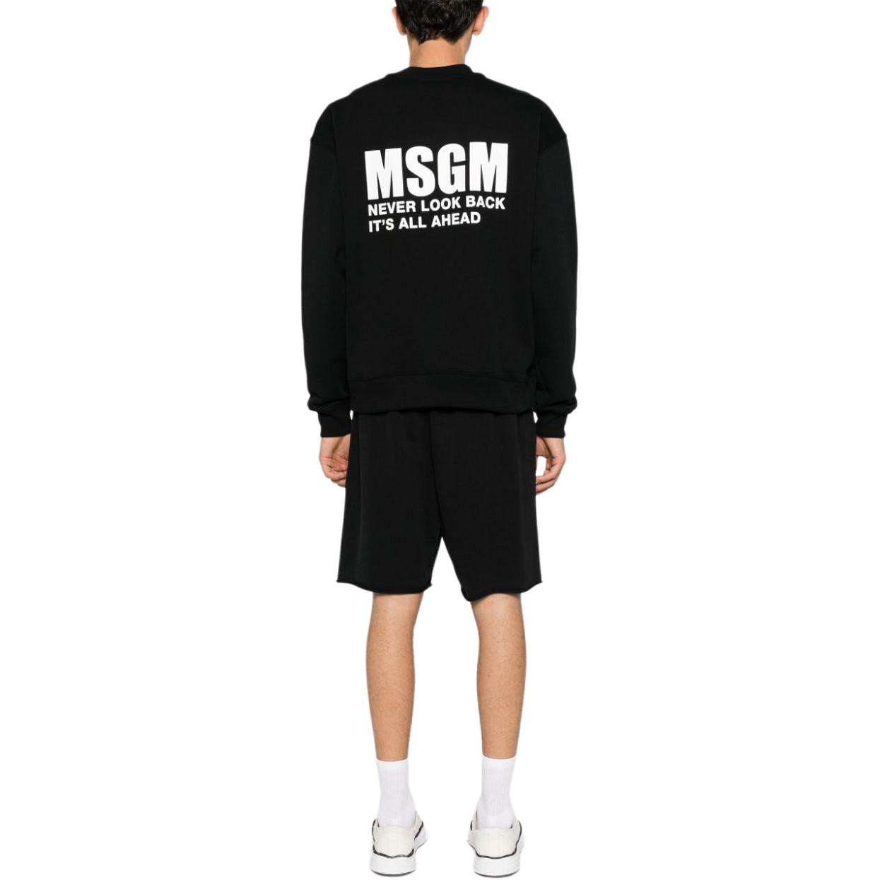 Shop MSGM 로고 크루넥 오버사이즈 스웻셔츠 블랙. 3640MM129247001-BLACK