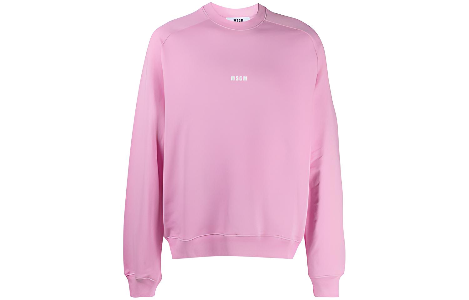MSGM Logo Crewneck Pink Long Sleeve Sweatshirt for Men 3040MM69217099-12