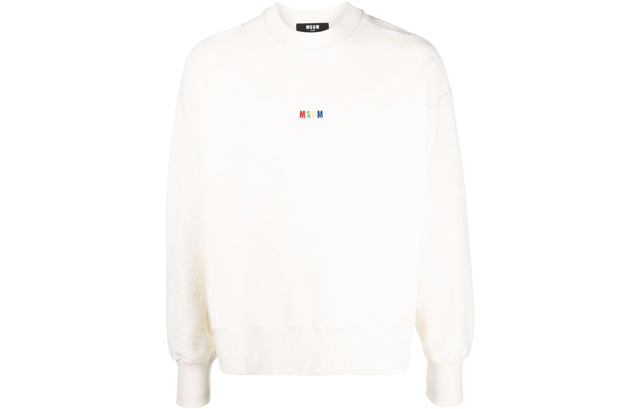 MSGM Logo Crewneck Pullover Sweatshirt White 3240MM108227299-03