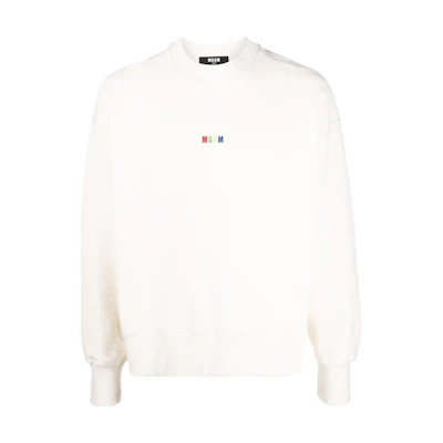 MSGM Logo Crewneck Pullover Sweatshirt White 3240MM108227299-03