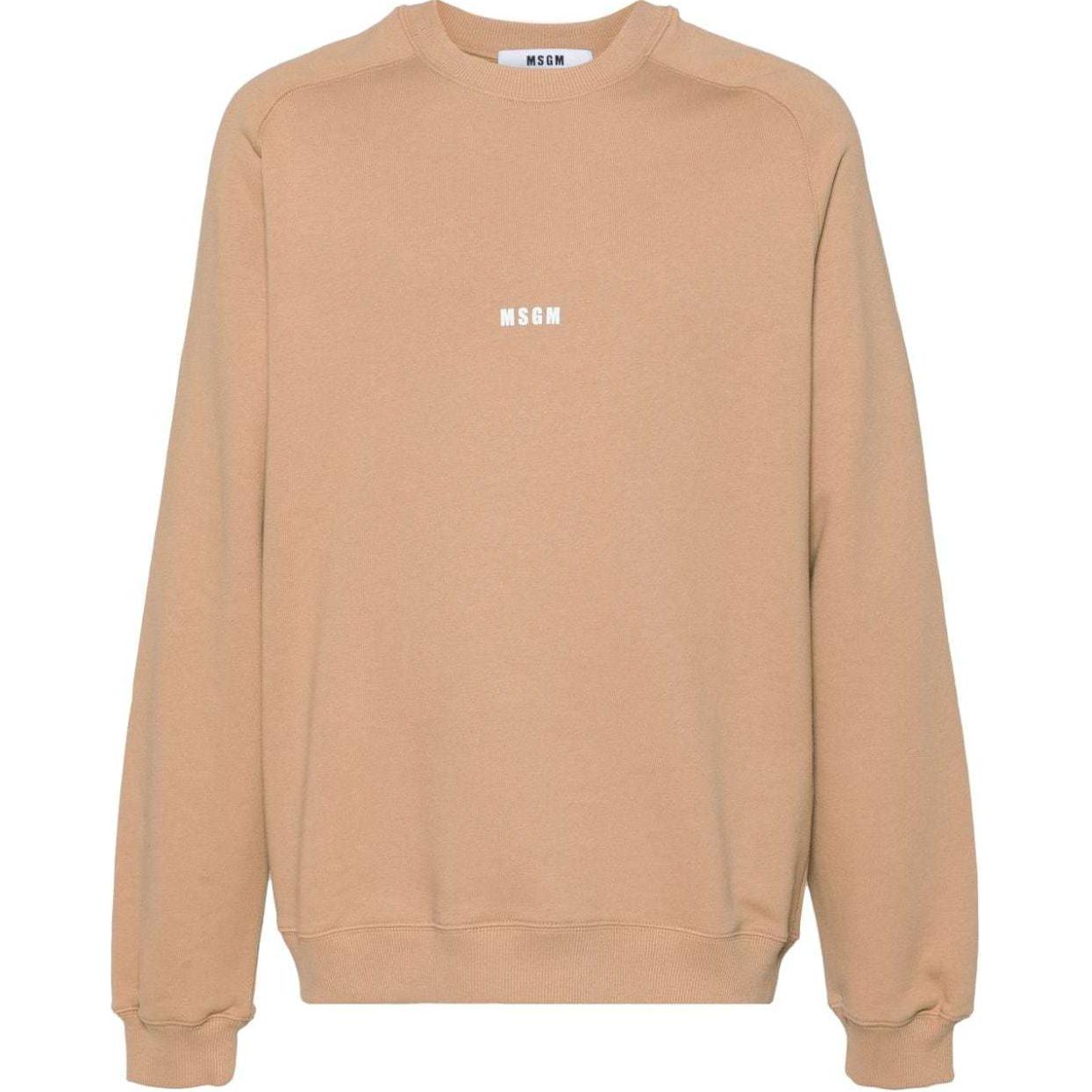 MSGM Logo Crewneck Raglan Long Sleeve Sweatshirt Beige () 3740MM503247799-BROWN