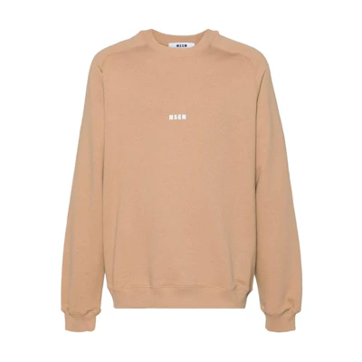 MSGM Logo Crewneck Raglan Long Sleeve Sweatshirt Beige () 3740MM503247799-BROWN