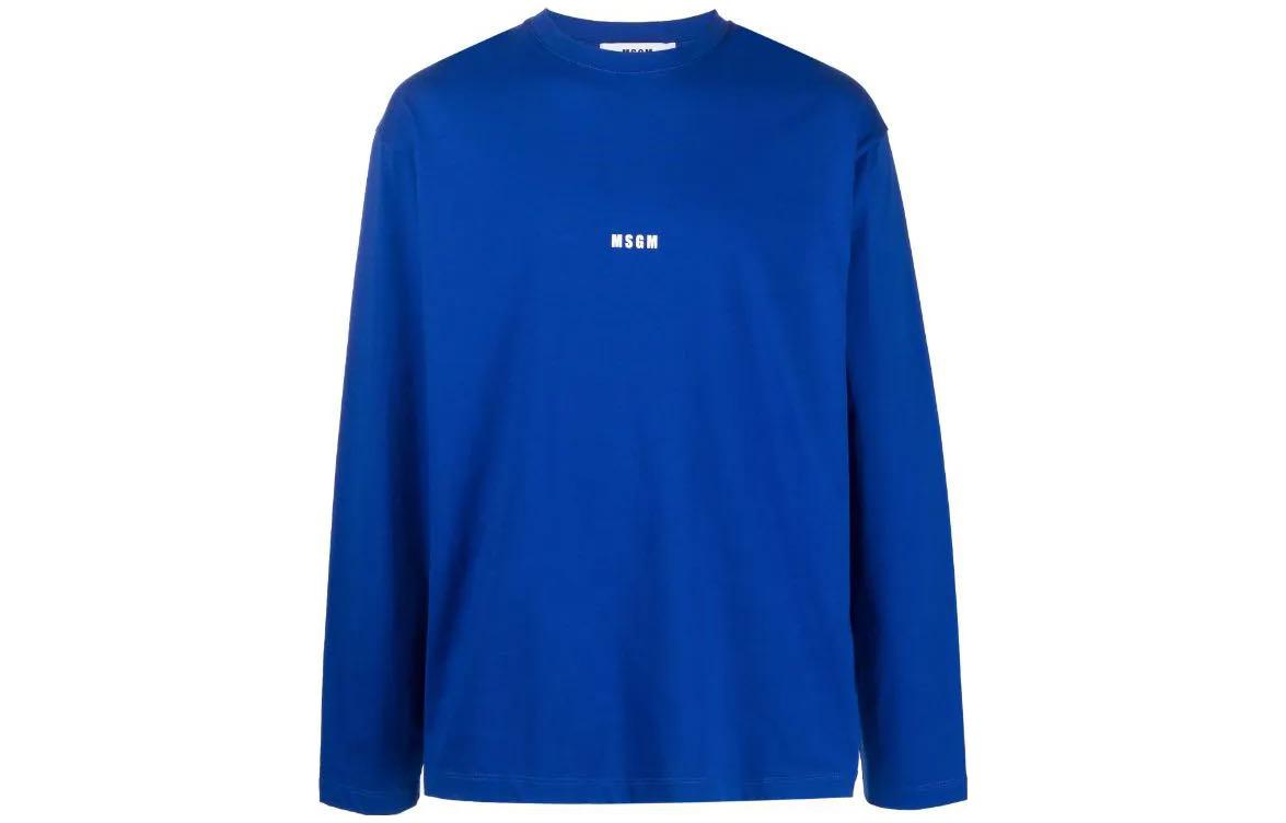 MSGM Logo Embroidered Crewneck Oversized Sweatshirt Blue () 3540MM501237798-BLUE